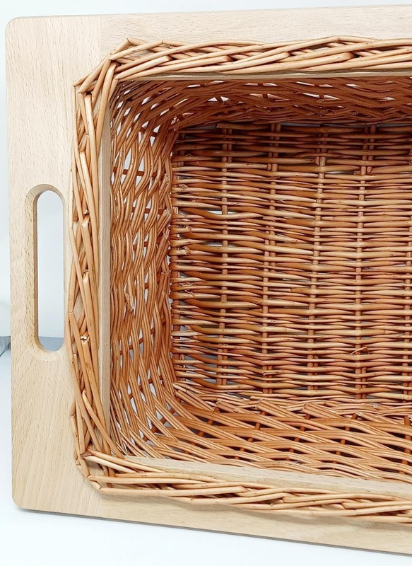 11 5/16" Width Pullout Wicker Baskets with Handles and Beechwood Frame & Runners gallery
