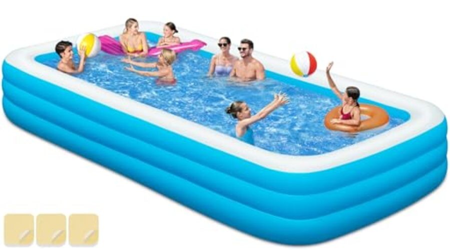 Large Inflatable Swimming Pool - 145" x 74" x 22" Oversized Family Blow Up gallery