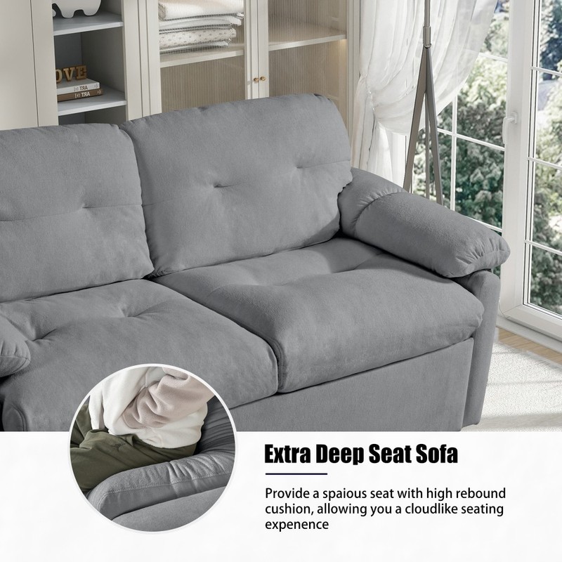 Queen Sleeper Sofa Pull-Out Convertible 3-in-1 Bed Chaise Gray Storage gallery