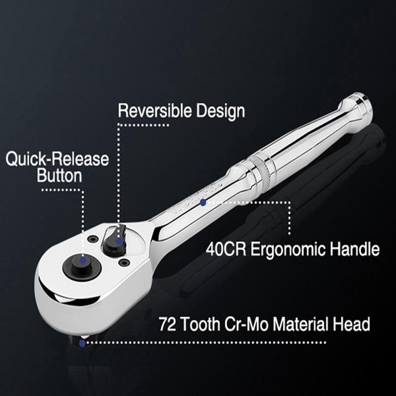 WORKPRO 1/2" Drive Ratchet Handle 72-Tooth Quick-Release Reversible Ratchet Sets gallery