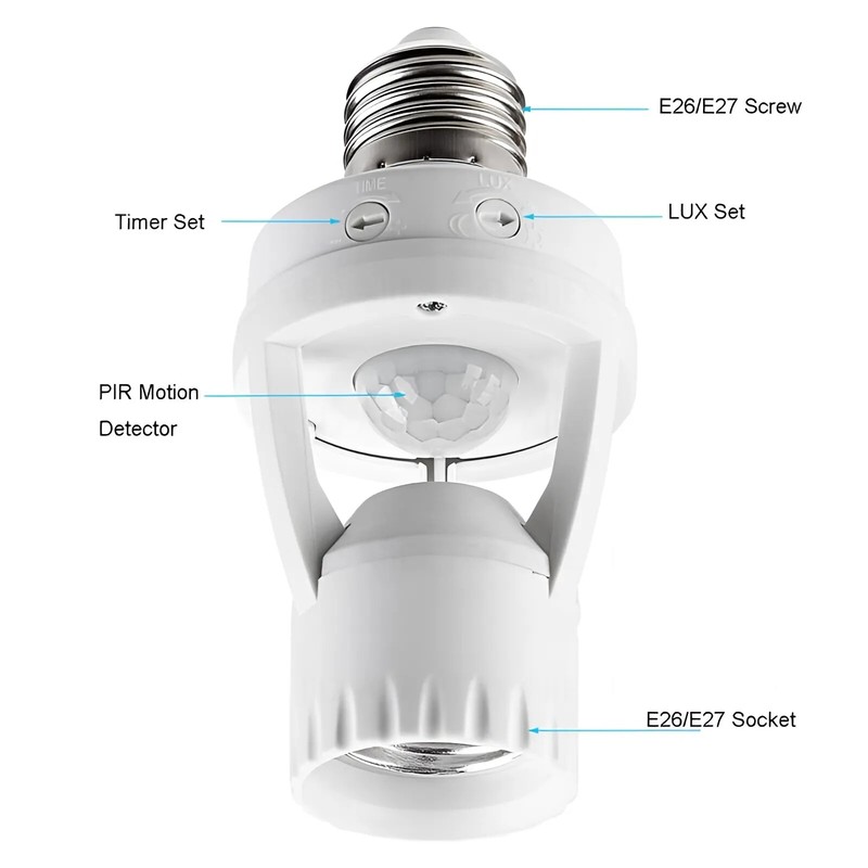 Infrared PIR Motion Sensor E27 LED Light Lamp Bulb Holder Socket Switch 110/220V gallery