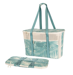 ALOHA Collection x CleverMade Collapsible Beach Tote Bag – Teal Palm Print – NEW