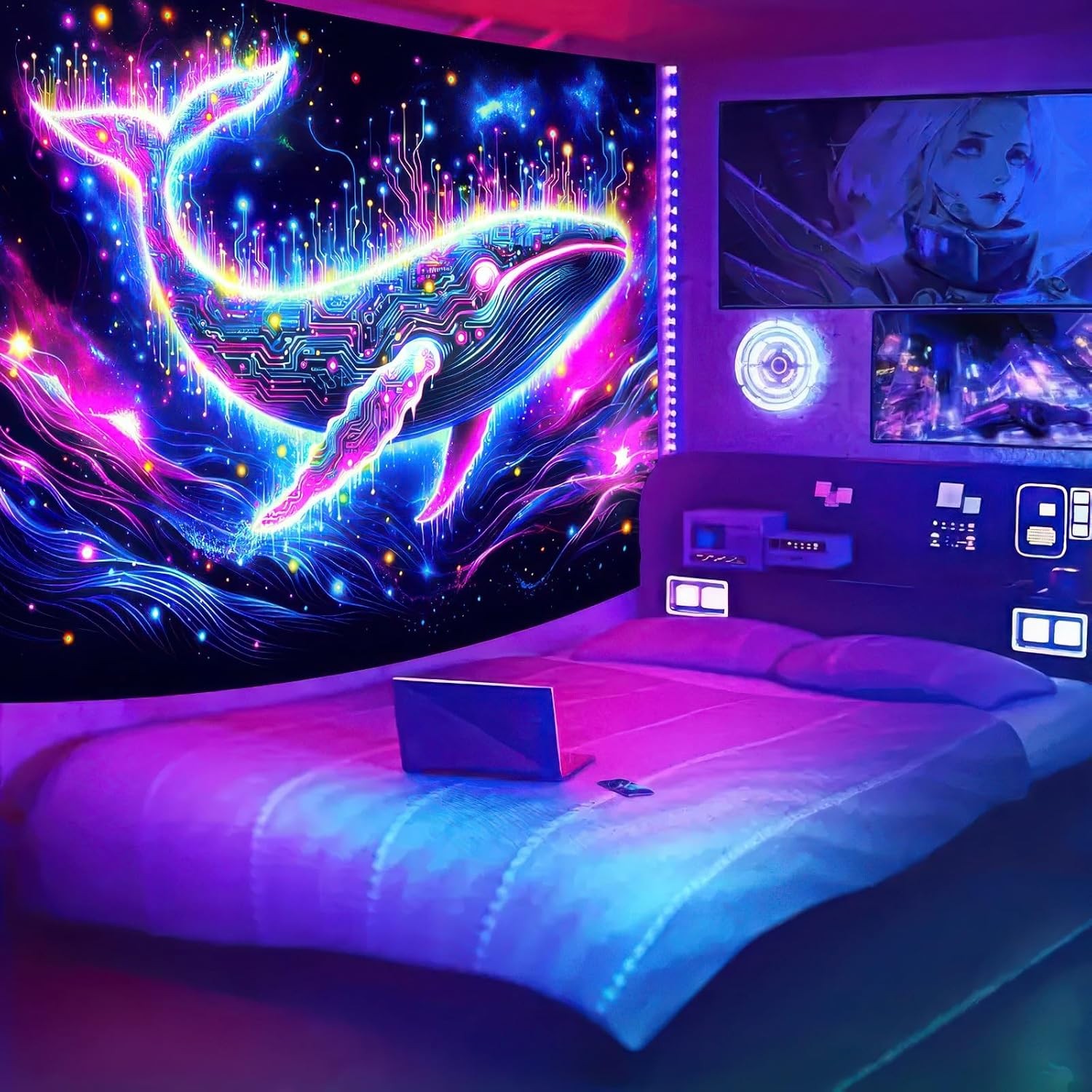 Blacklight Tapestry Glow In The Dark Tapestry UV Reactive Tapestry 78x59 Inches gallery