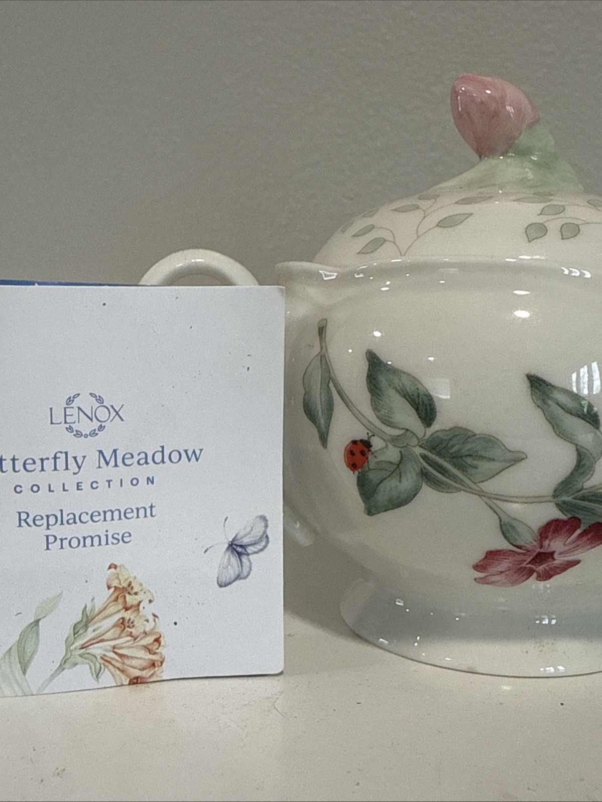 Lenox Butterfly Meadow Covered Sugar Bowl Porcelain Dish W/ Lid B29 gallery