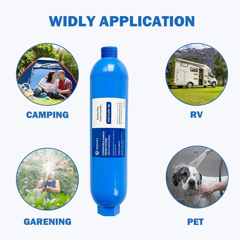 Hourleey 2Pack RV Inline Water Filter Reduces Chlorine, Taste, Odor, Sediment gallery