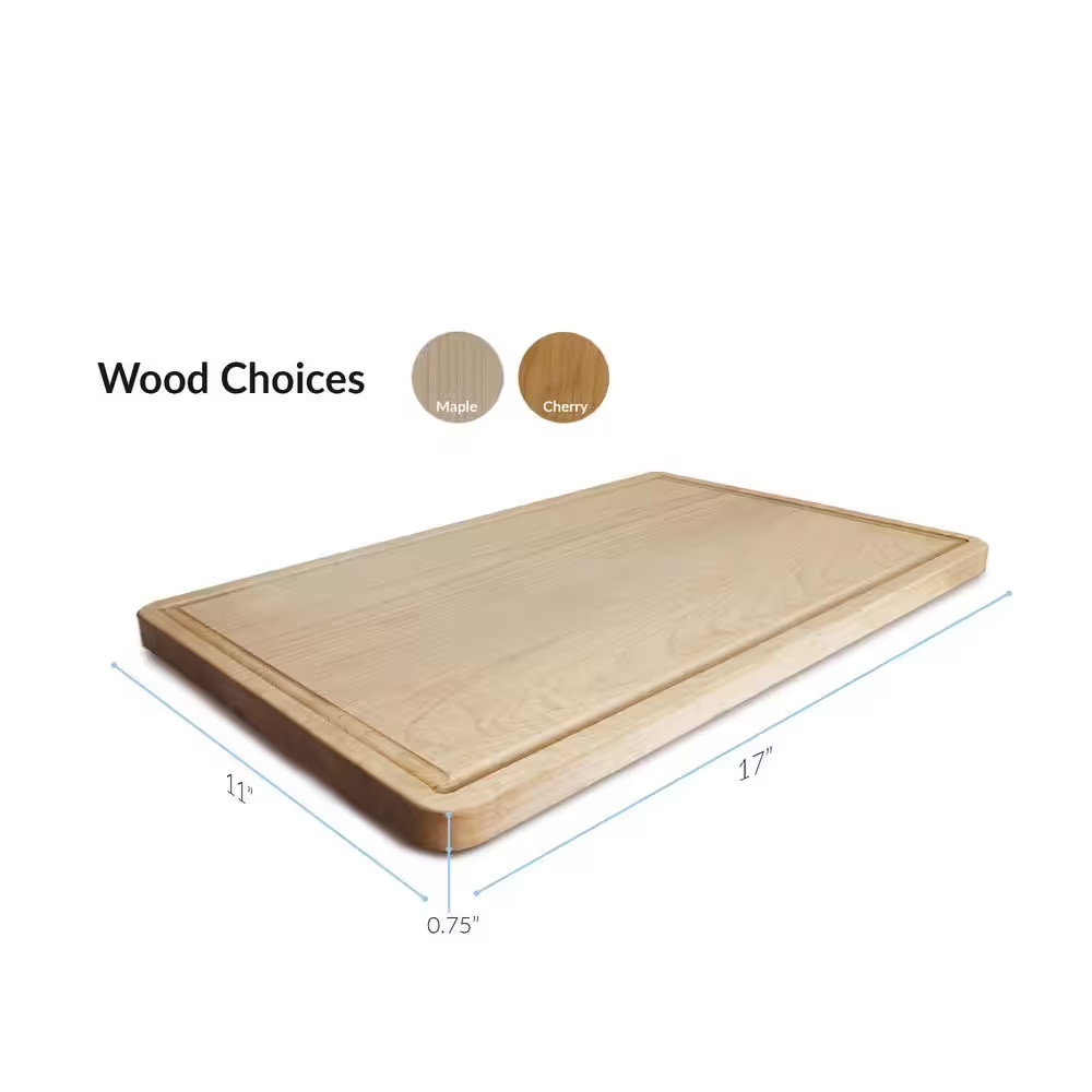 Maple Cutting Board Wood Reversible Juice Groove American Hardwood Durable 18x12 gallery
