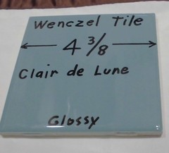 1 pc. *Blue-Gray* Glossy Ceramic Tile by Wenczel 4-5/16″ *Clair-De-Lune*