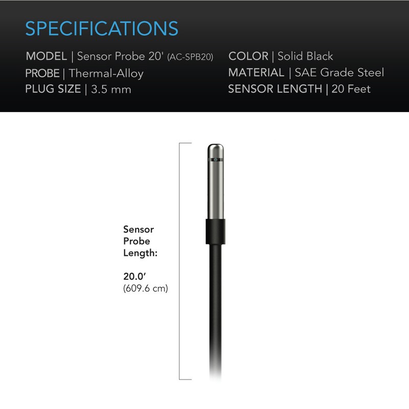 Temperature Humidity Sensor Probe for AC Infinity T-Series Controller, 20-Feet gallery