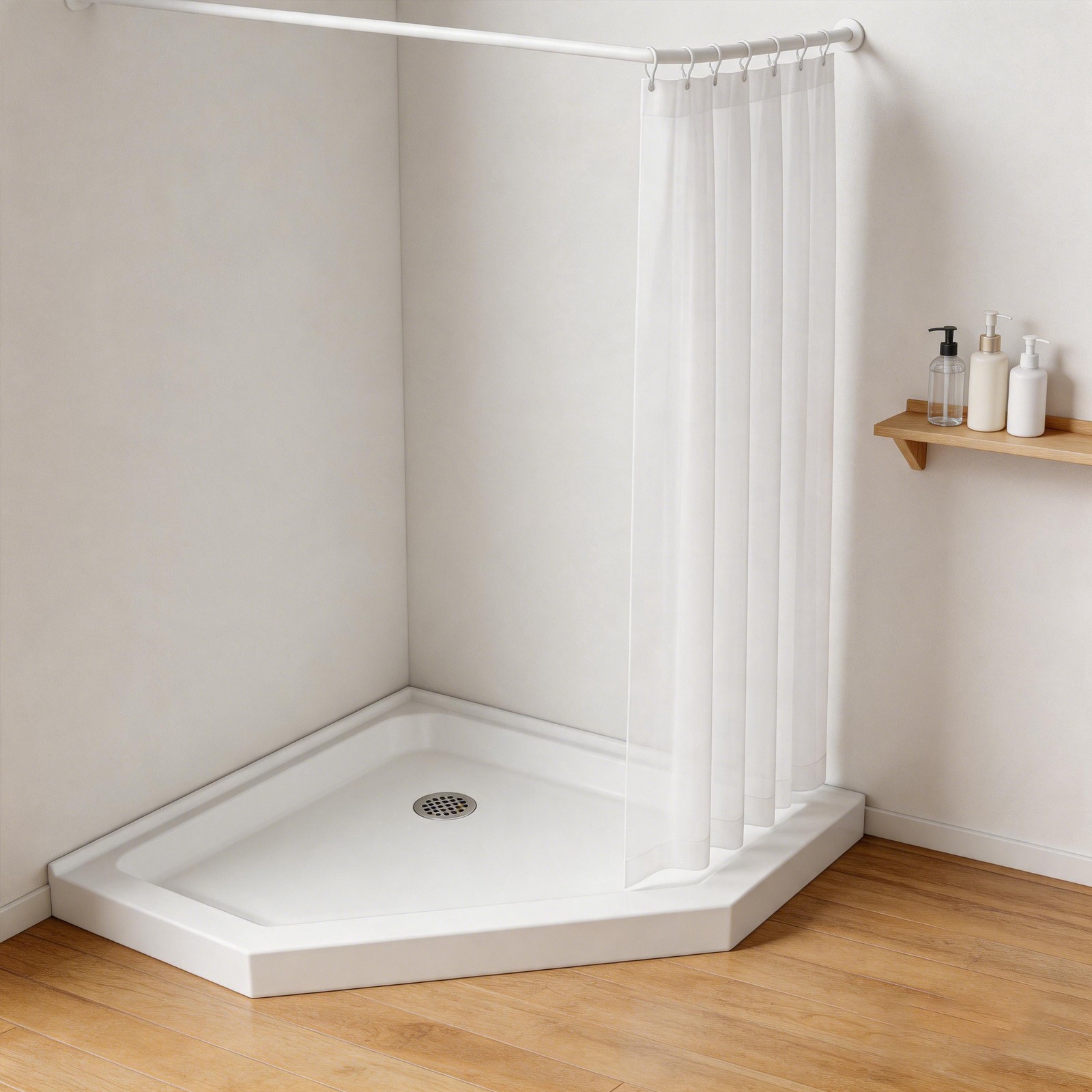 2-Wall Corner Shower Pan Base 36×36 Inch White Shower Bases & Pans Center Drain gallery