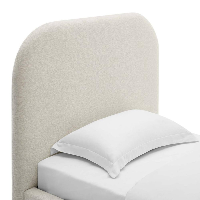 Keynote White Frame Twin Platform Bed with Upholstered Fabric gallery