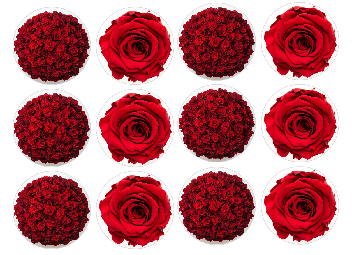 12 count Red Roses Edible Image rounds OR 1 cake, Wafer paper, pre cut gallery