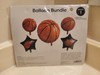 BASKETBALL PARTY BALLOON BUNDLE SET / 5 DECORATIVE ORANGE-BLACK FOIL BALLOONS gallery