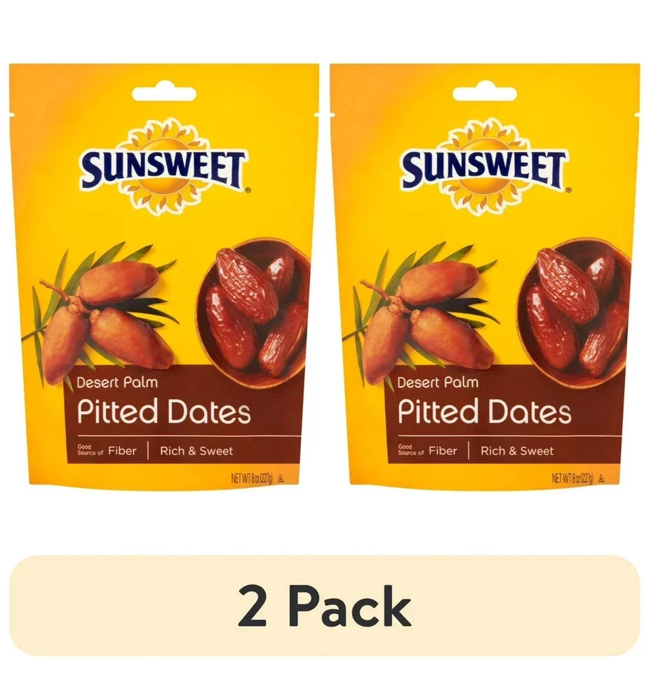 (2 pack) Sunsweet, Desert Palm Pitted, Dates, 8 oz Pouch