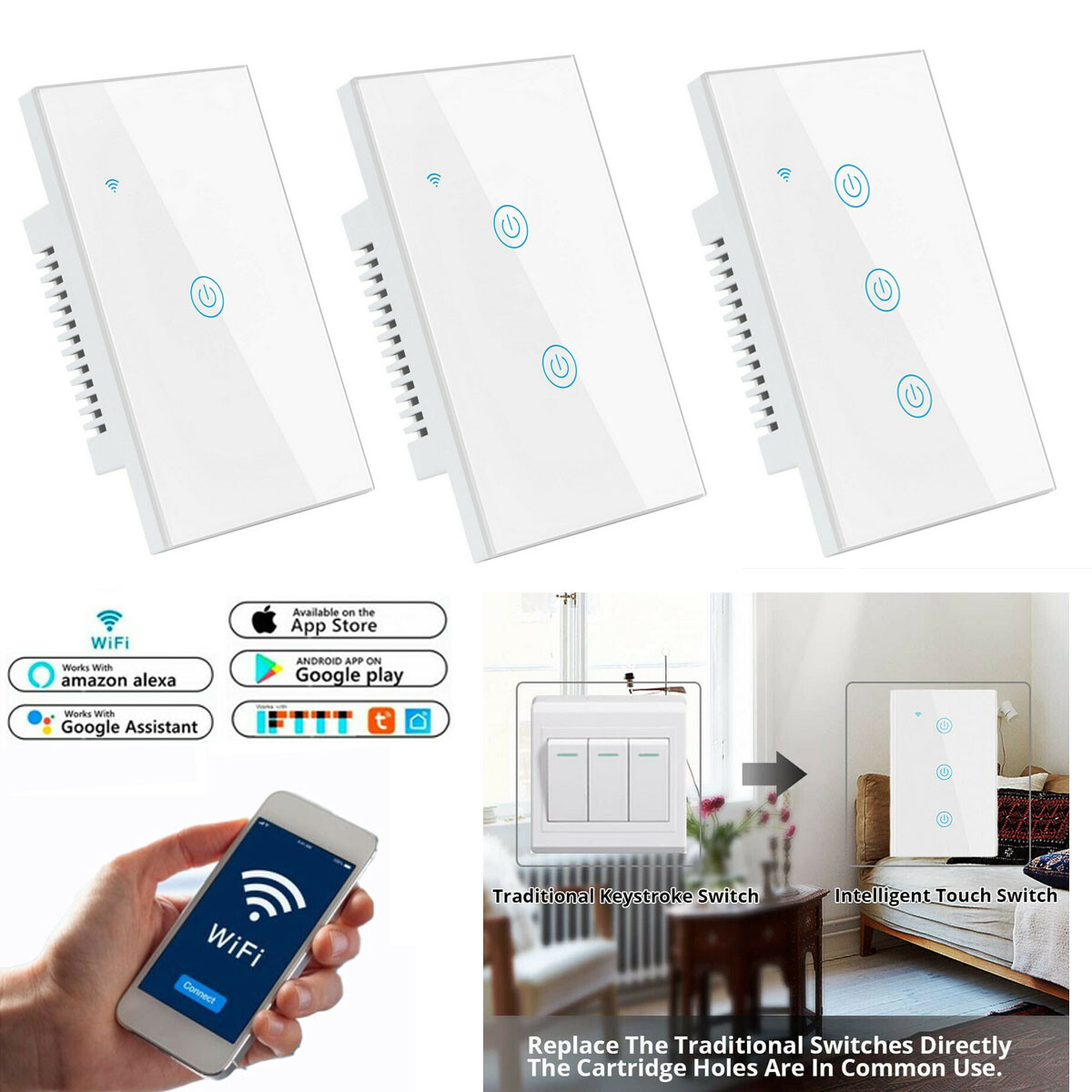 New Smart WiFi Light Switch Remote Alexa Google IFTTT Voice Control Smart Life gallery