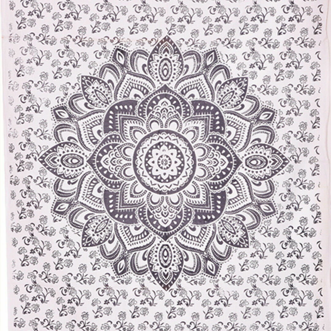 Mandala Tapestry Indian Wall Hanging Decor Ombre White & Black Small Poster New gallery