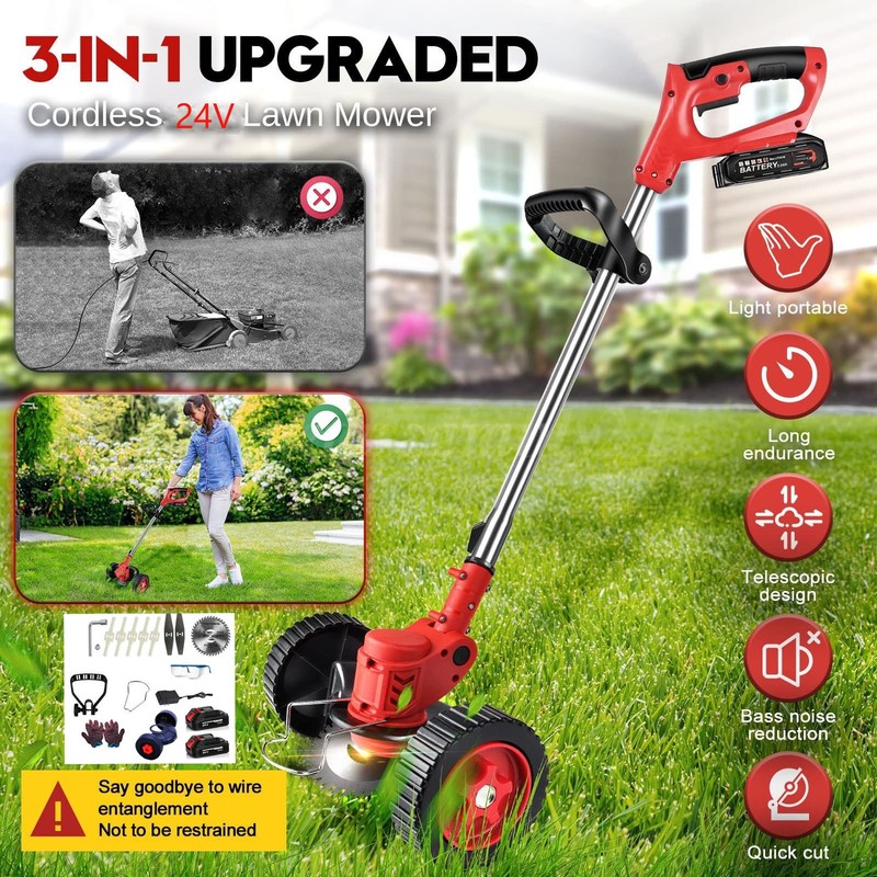 Cordless String Trimmer, Edger WeedWhacker Grass Eater Lawn Cutter 3.0ah Battery gallery