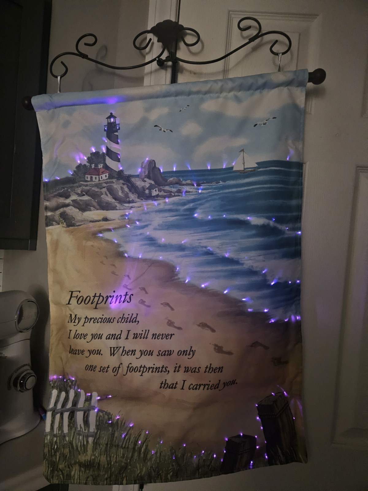 Footprints In The Sand Light Up Wall Hanging 24" wide 38" tall gallery