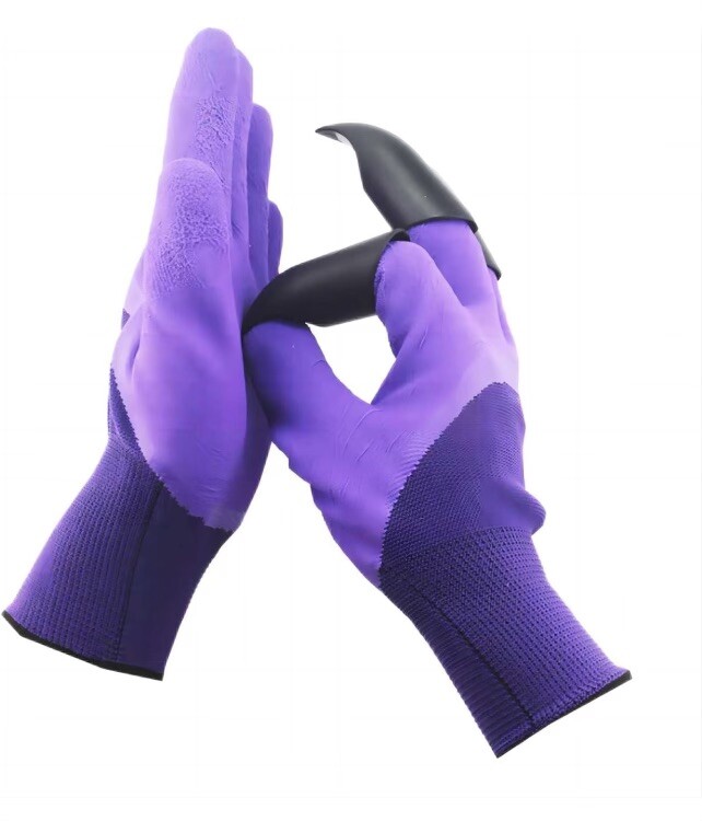 New - Gardening Digging Planting 4 ABS Plastic Claws Gloves - Purple gallery