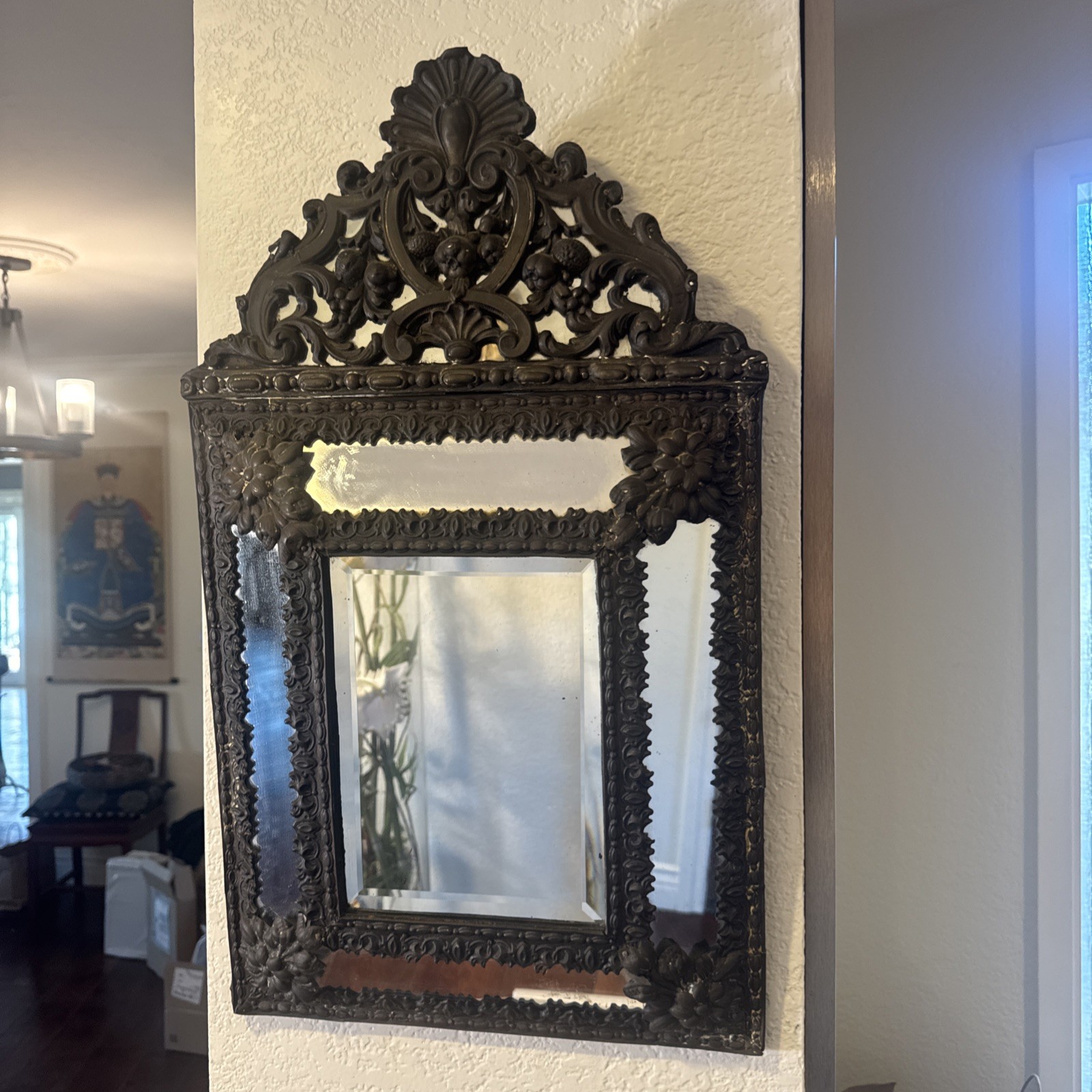 Antique Continental European Baroque Repousse Mirror 24”X 14” gallery