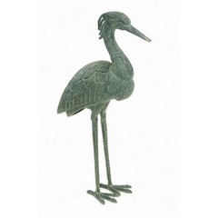 Achla HSB-01 Stately Heron Statue – Blue-Grey Cast Aluminum – Verdigris