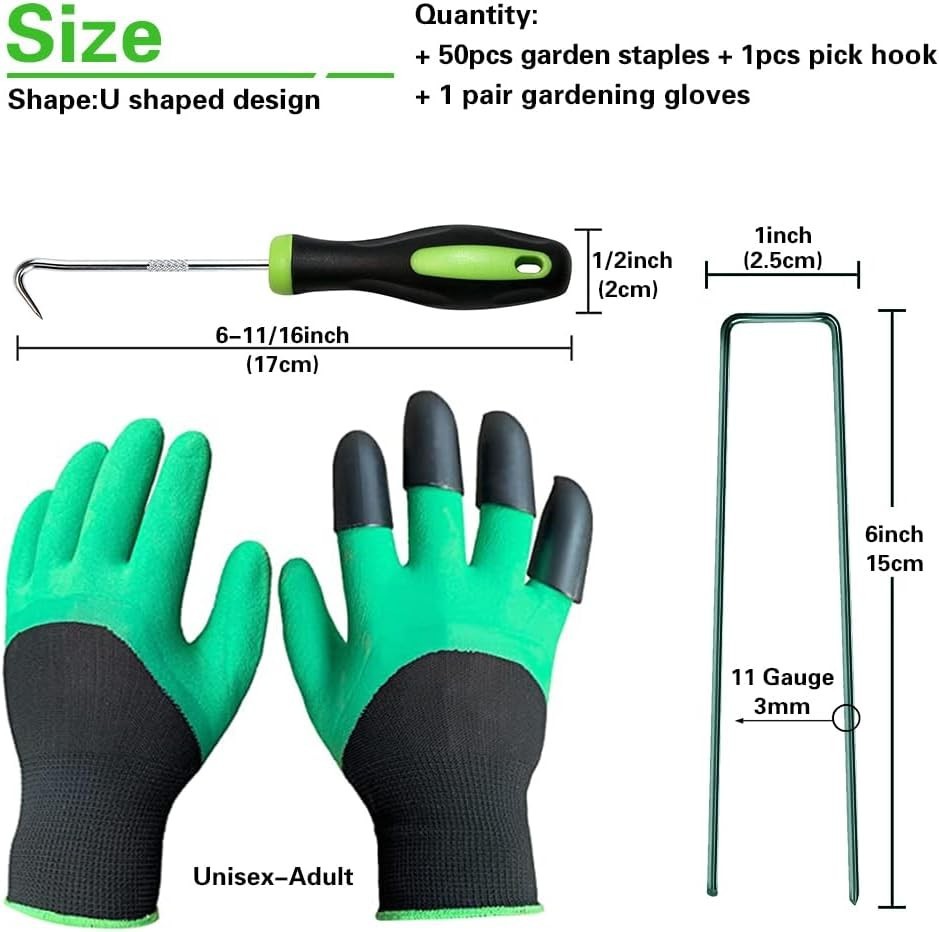 50Pcs Green Landscape Staples 6 Inch Garden Artificial Turf Stakes Staples, 11 G gallery