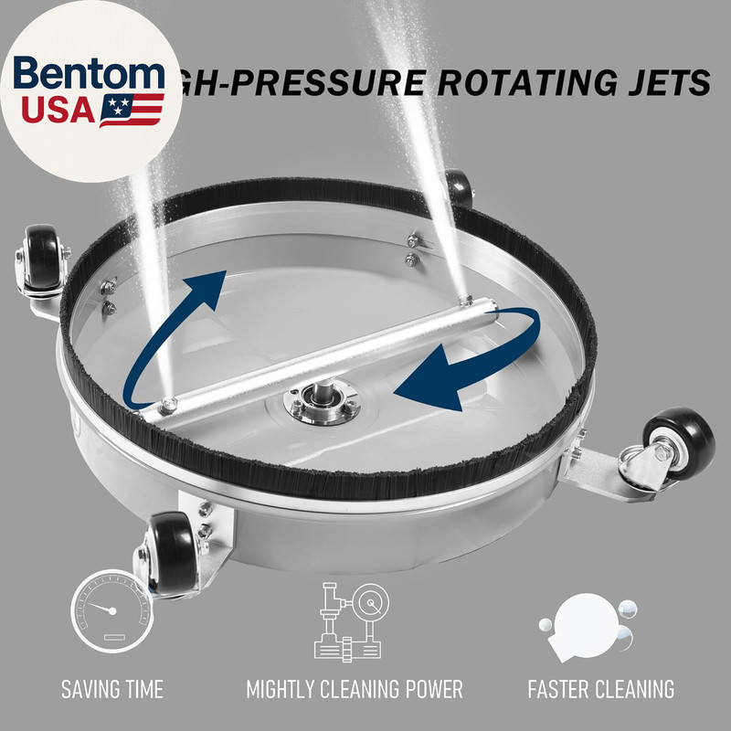 14" Pressure Washer Surface Cleaner with 4 Wheels, Stainless Steel Power Washer gallery