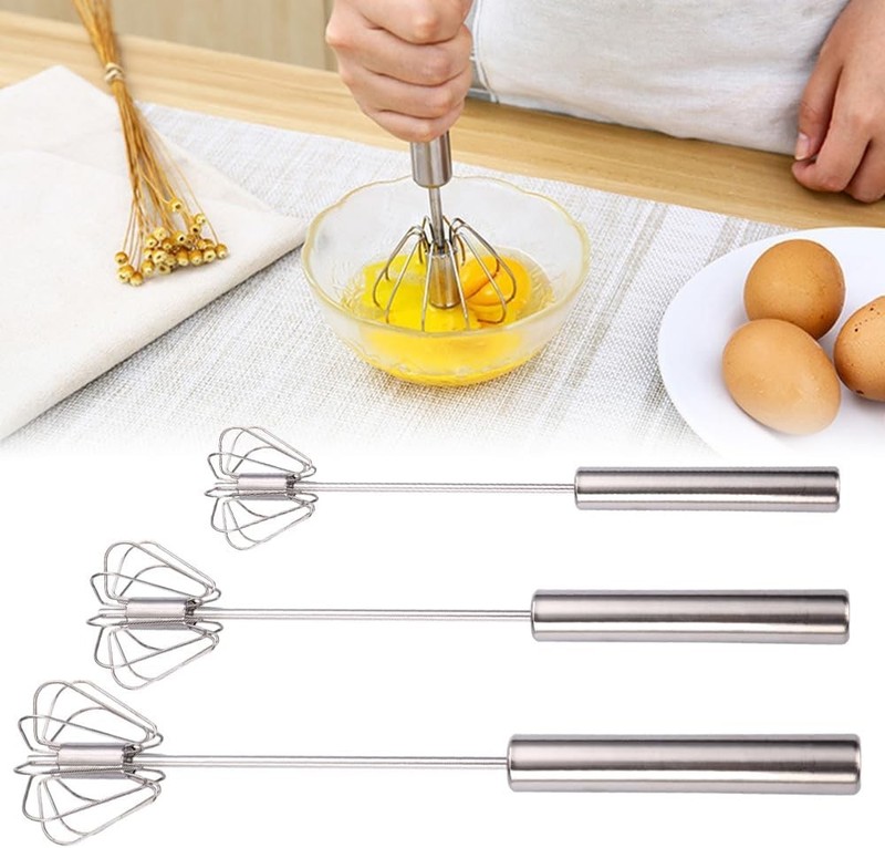 Semi-Automatic Egg Whisk Hand Push Egg Beater Stainless Steel Blender Mixer Whis gallery