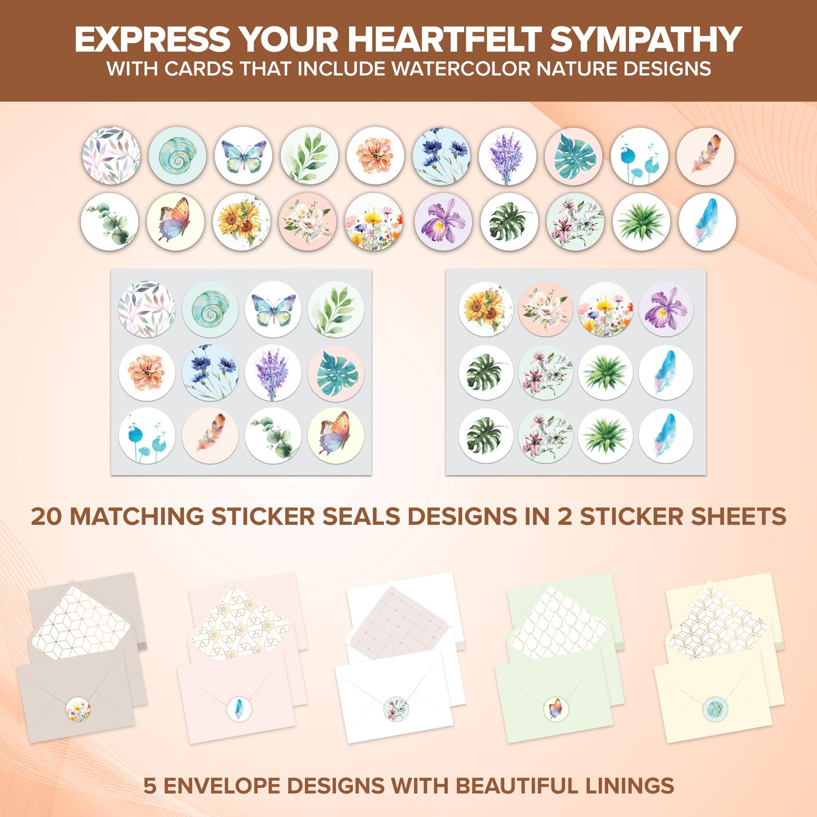 20 Pack Foiled and Glittery 5x7in Textured Boxed Sympathy Cards with Envelope... gallery