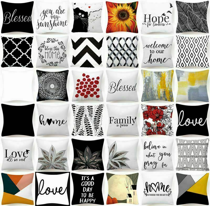 Cushion COVERS White Black Soft Double-Sided Decorative Throw Pillow Case 18x18"