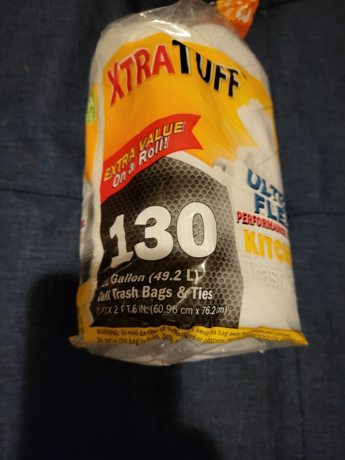 Xtra Tuff Ultra Flex Trash Bags Kitchen Drawstring Bag 13 Gallon 130ct BPA FREE gallery