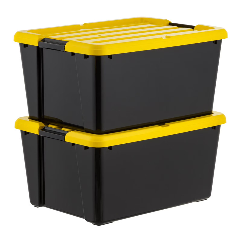 45 Qt Storage Bins With Lids Stackable Heavy Duty Plastic Tote 4 Pack gallery