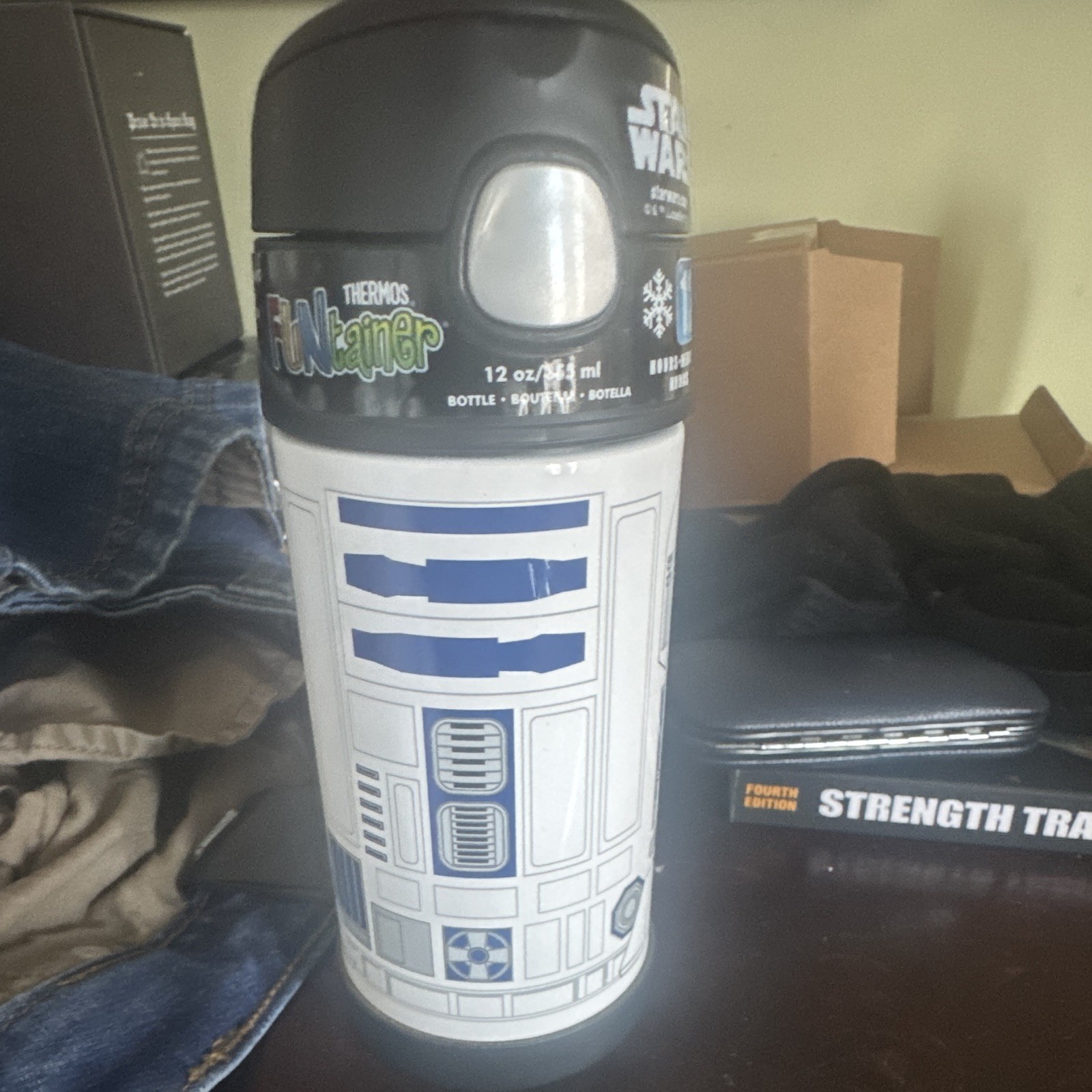 Thermos FUNtainer Star Wars R2-D2 12oz Stainless Insulated Bottle Flip Straw Lid gallery