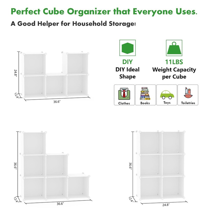 6-Cube Storage Organizer, Stackable Storage Cubes Shelves, Portable Bookshelf... gallery
