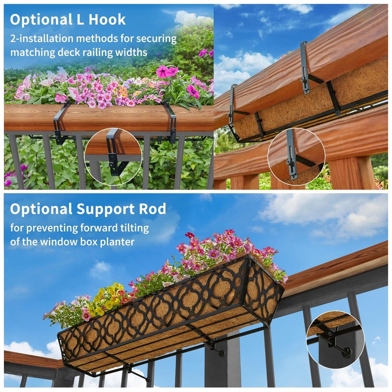 Adjustable 30Inch Deck Railing Planter Box 2Pack for Outdoor Plants gallery