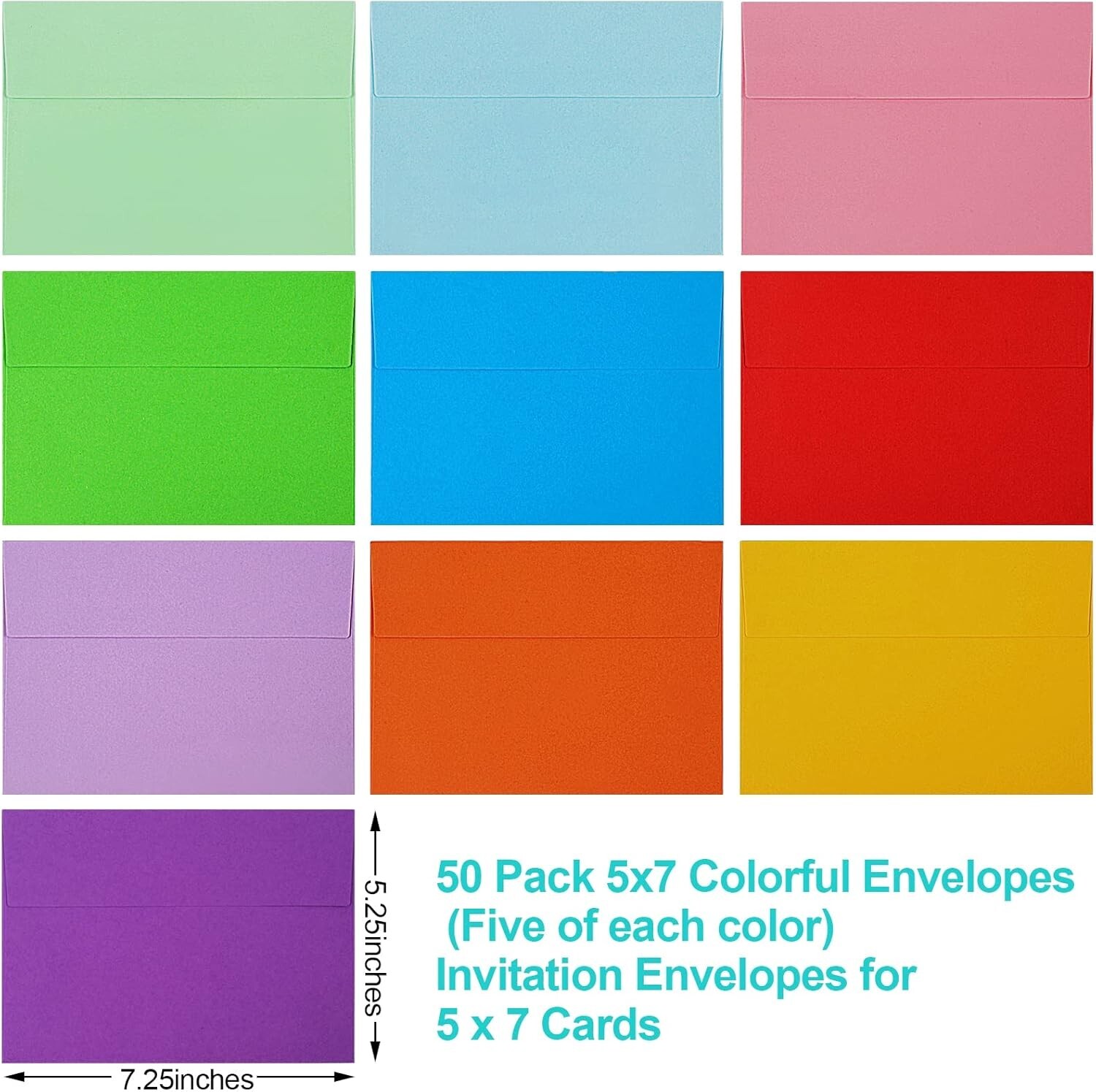 50 Pack Colored Envelopes, 5x7 Envelopes, Card Envelopes A7 Envelopes or 50 Pink gallery