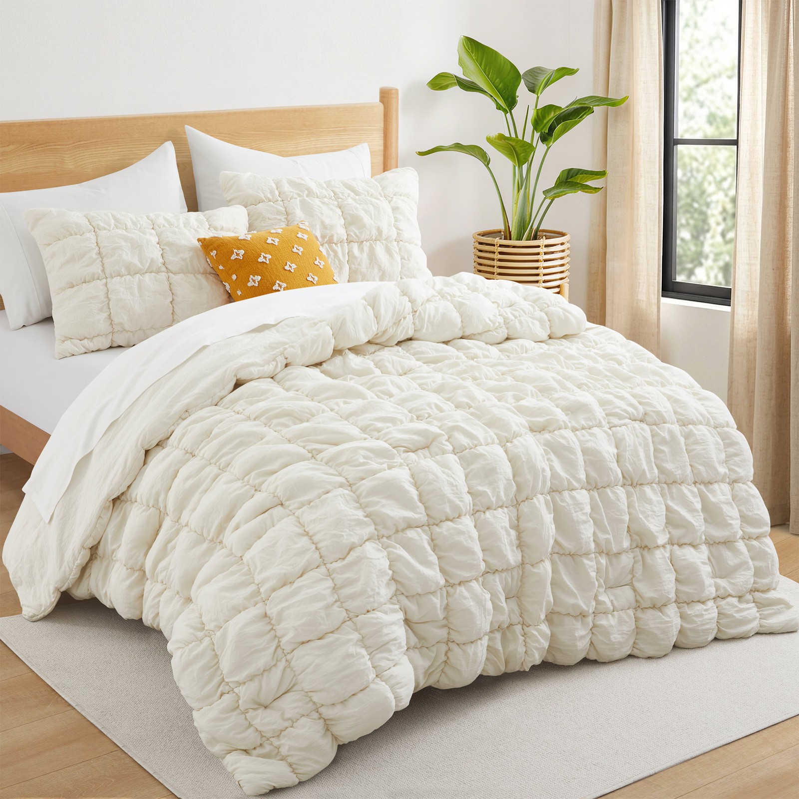 Ultra Soft 3D Bubble Gauze Comforter Set Textured Cloud Quilt Bedding w/ Shams gallery