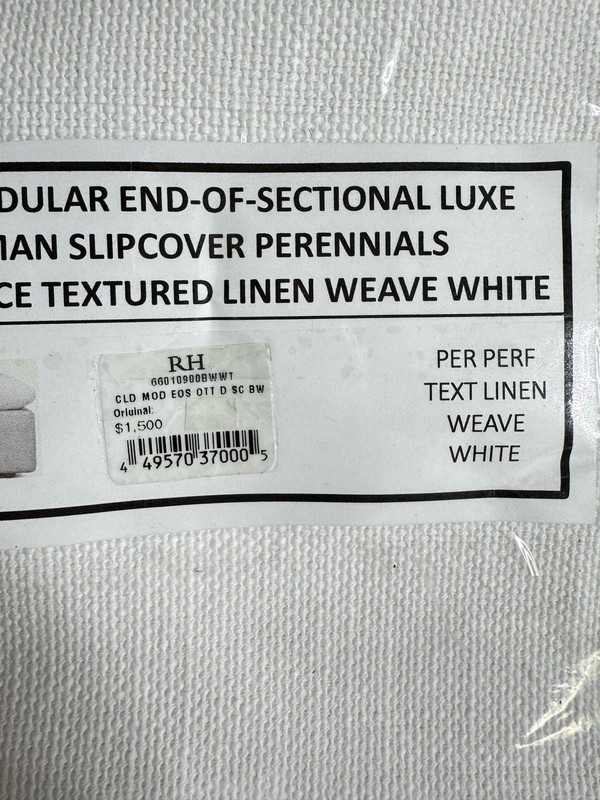 Restoration Hardware Cloud Modular Luxe Ottoman SLIPCOVER Text Linen Wve White gallery