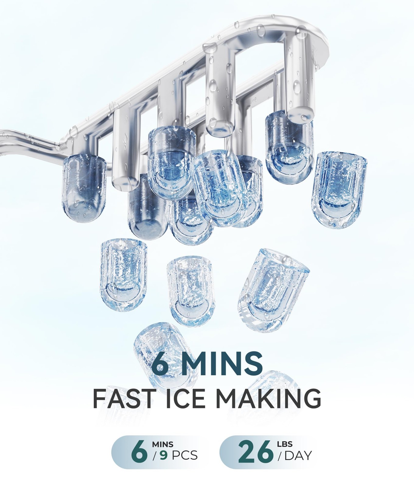 ecozy Portable Ice Maker Countertop, 9 Cubes Ready in 6 Mins, 26lbs in 24Hrs,... gallery