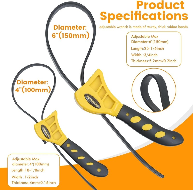 MaxWorks 2 Pack Strap Wrench Set Durable Non Slip Rubber Oil Filters Jars 51019 gallery