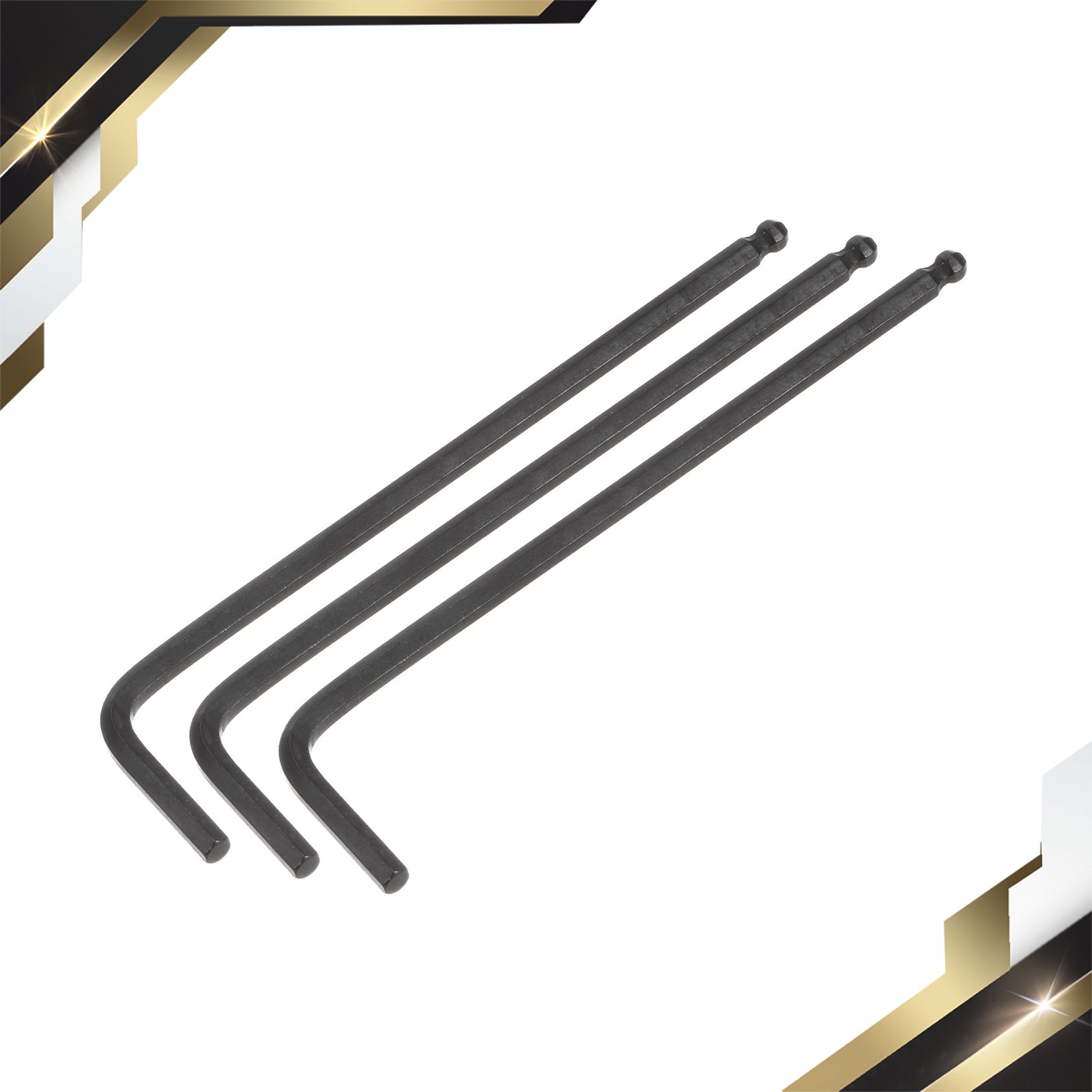 3 Set 4mm Ball End Hex Key Wrench L Shaped Long Arm CR-V Repairing Tool Black gallery