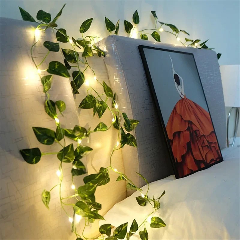 Artificial Green Leaf String Lights: Battery-powered Fairy Lights for Christmas gallery