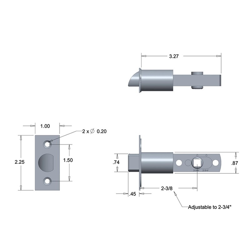 Rockwell Adjustable Backset 2-3/8" to 2-3/4" Entry Latch, Brass Bolt gallery