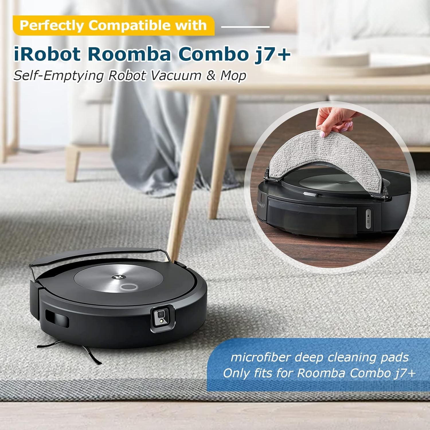 4 Pack Replacement Mop Pads for i Robot Roomba Combo j7 j9 Accessories gallery