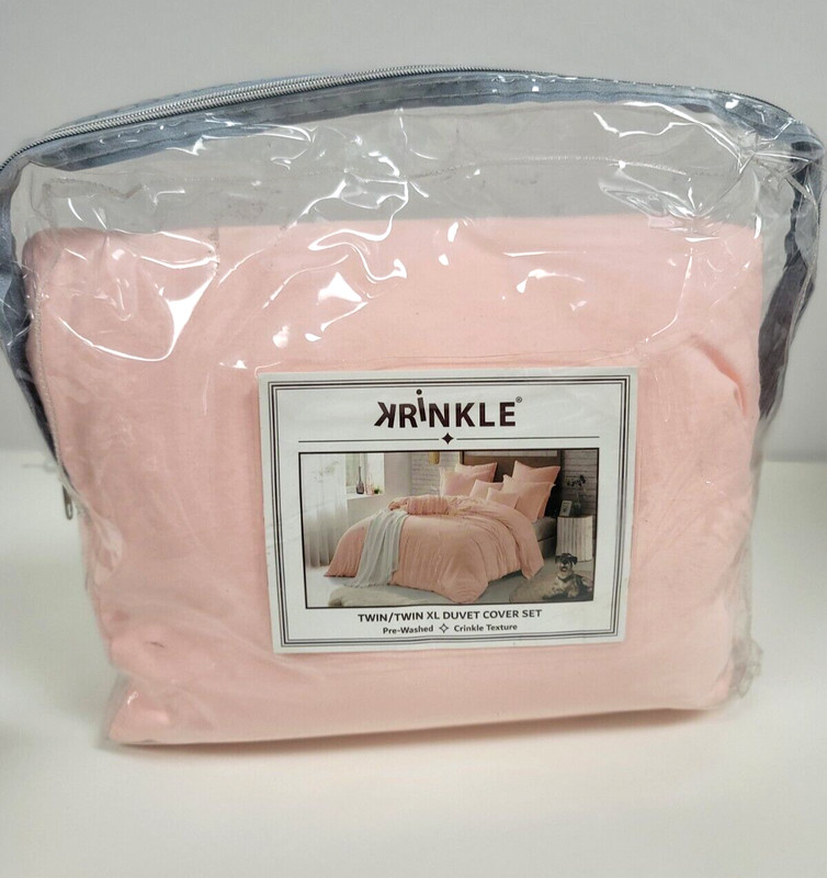 Swift Home Microfiber Washed Crinkle Duvet Cover Set in Rose Blush, Twin/Twin XL gallery