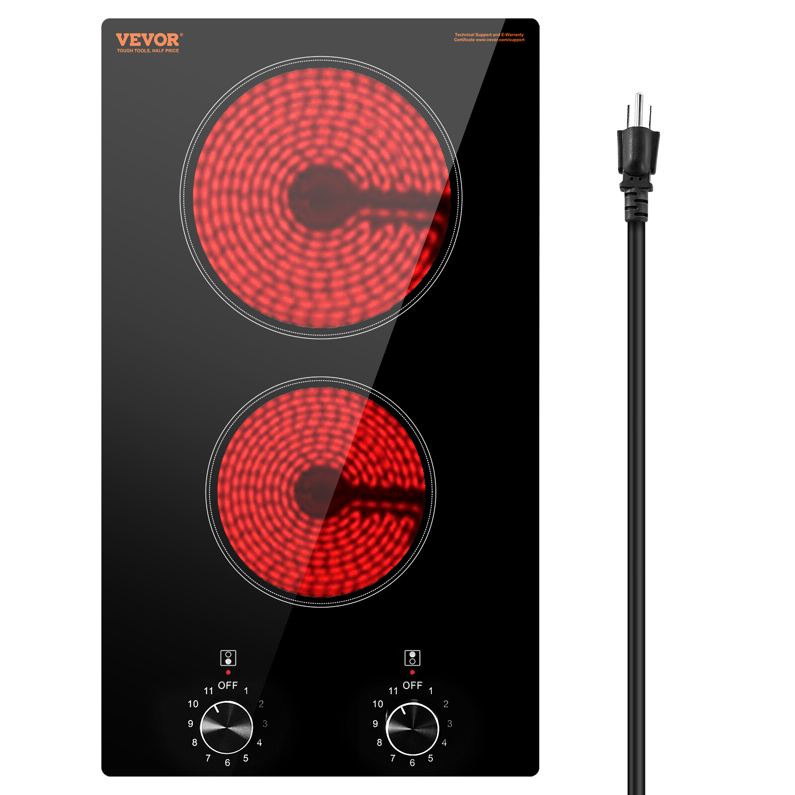 VEVOR Built-in Electric Cooktop Radiant Ceramic Cooktop 2 Burners 20.1x11.6 inch gallery