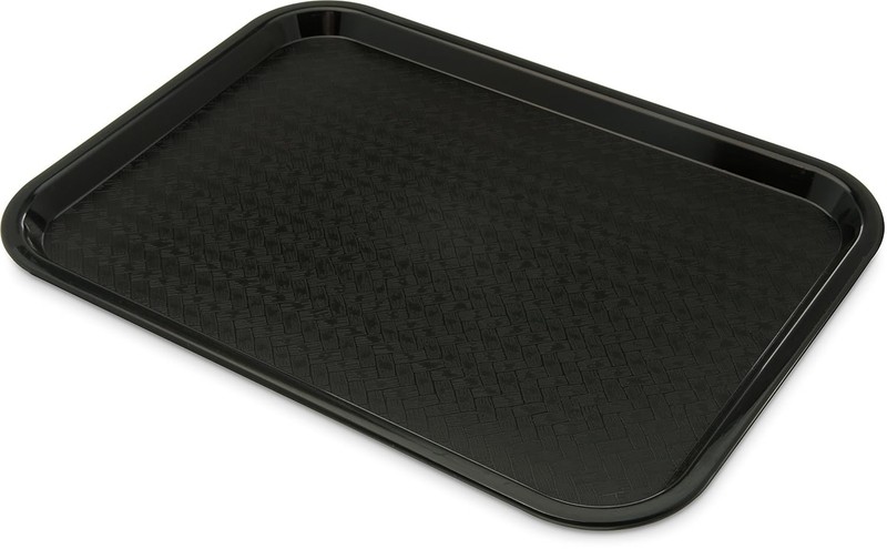 Customizable 12" x 16" Black Plastic Tray with Scratch-Resistant Weave Design gallery