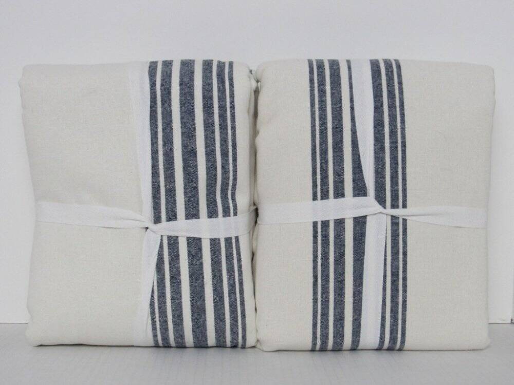 Pottery Barn Riviera Striped S/2 Blackout Curtains 50" x 96" Navy NWT gallery