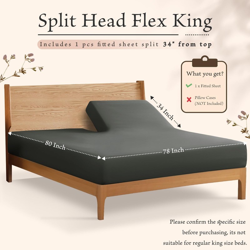 Split Top King Fitted Sheet Only for Adjustable Bed Ultra-Soft Microfiber 34 ... gallery