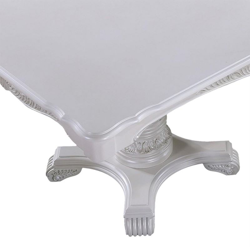 Zenie Dining Table-Extension Leaf-77-95 Inch-Classic White Solid Wood gallery