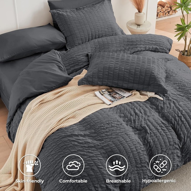 Cloud-Like Luxury King Comforter Set with Deep Pocket Fitted Sheet - Seersucker gallery